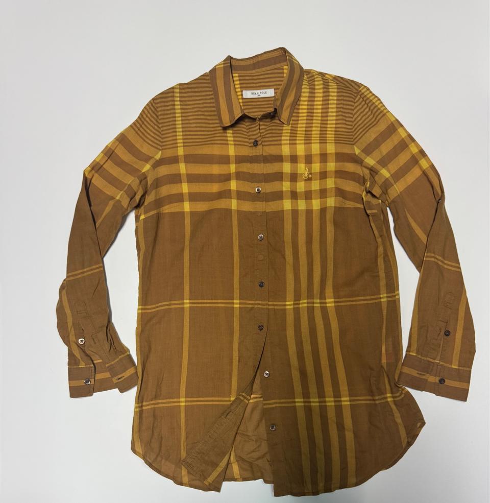 빈폴 브라운 체크 긴팔 셔츠 M