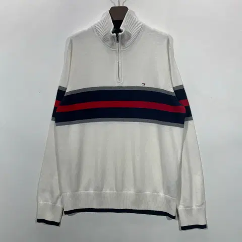 타미힐피거 반집업 코튼 니트