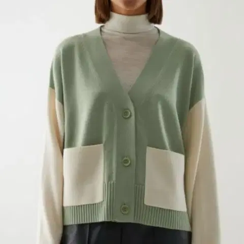 코스 컬러블럭 울100 가디건