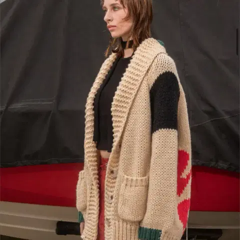 Kyo 쿄 더블로고 니트 가디건