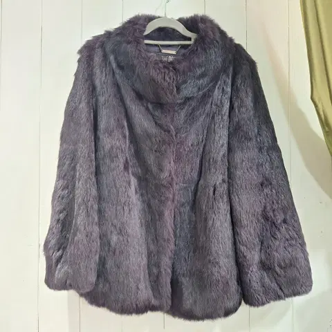 the day토끼털 다크퍼플 토끼털자켓ㅡ88사이즈