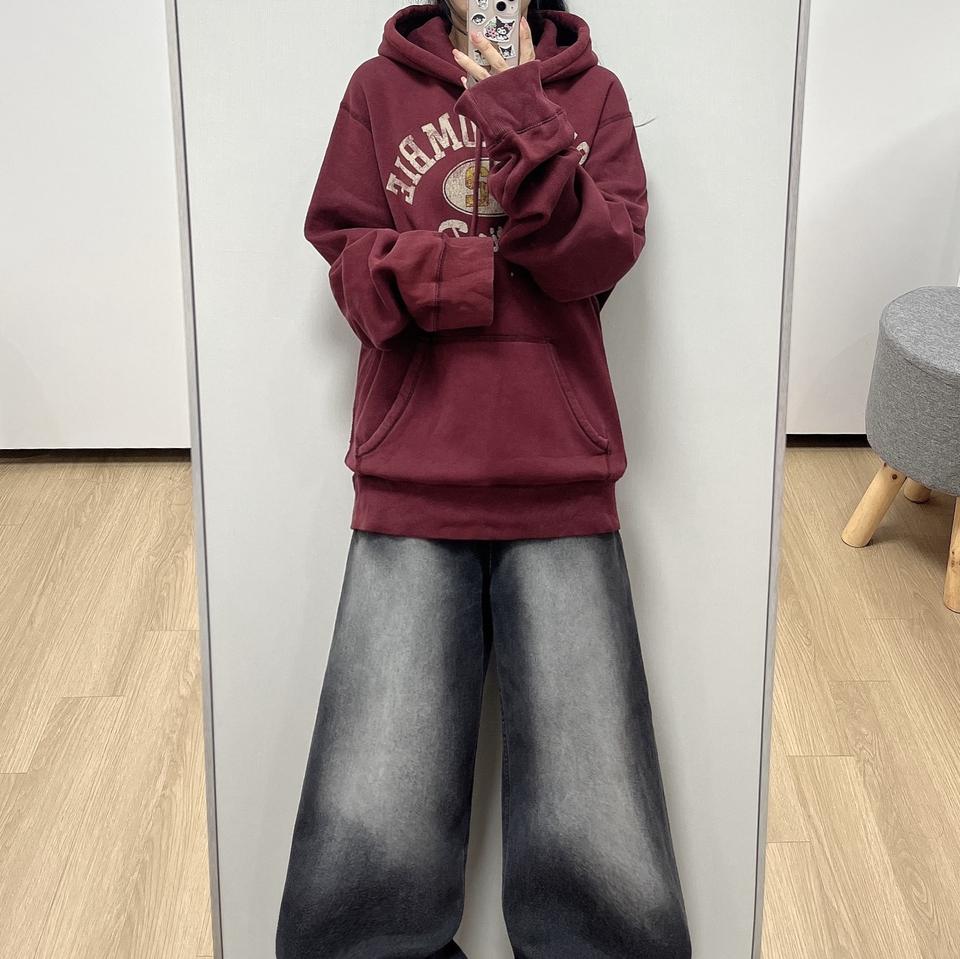 아베크롬비 빅로고 버건디 후드티