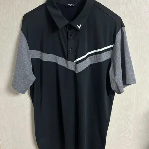 캘러웨이 블랙/회색 배색 골프 반팔 티셔츠 105팜