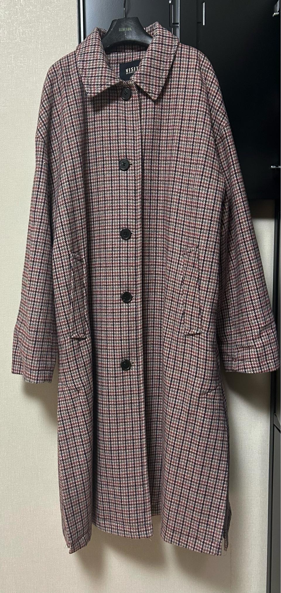 비지트인뉴욕 레드 체크 코트