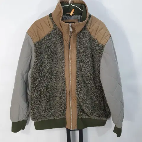 DKNY 후리스 셰르파 믹스 하이넥 카멜 멀티 남성 봄버 자켓 L