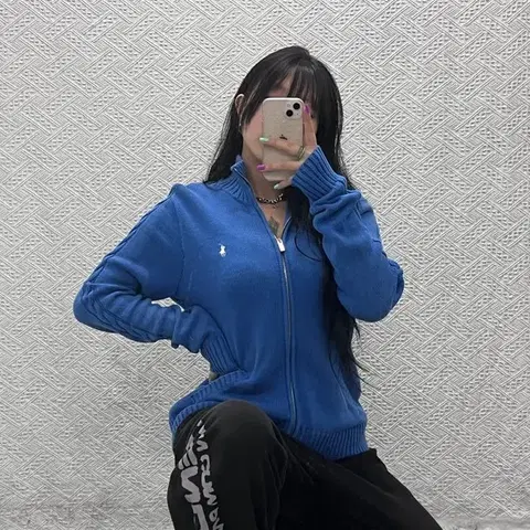 폴로 랄프로렌 스포츠 레트로 비비드블루 니트 가디건 XL C06884