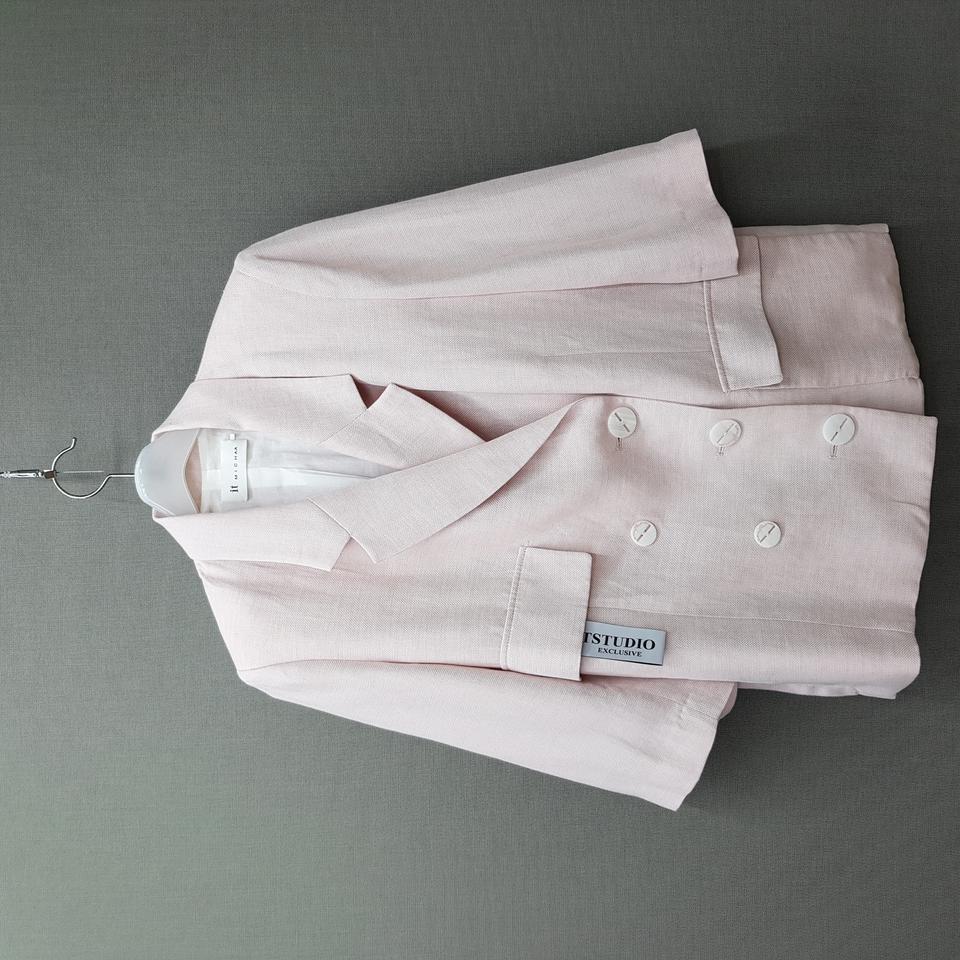 잇미샤 2023 린넨 블렌드 반팔 더블 버튼 자켓 55사이즈