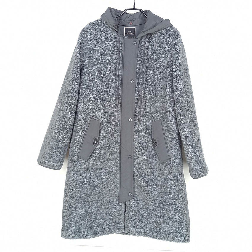 비비올리비아 여 뽀글이 후드 롱자켓 블루그레이90 (HU41615)