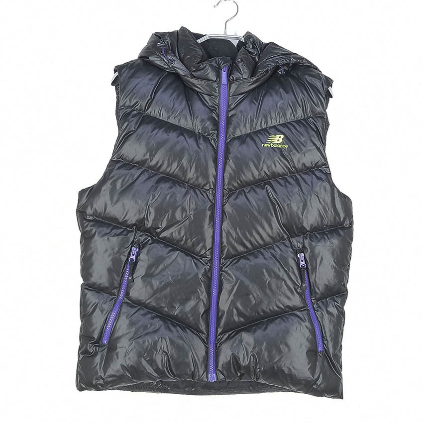 뉴발란스 남성 후드 덕다운 유광 패딩조끼 블랙100 (HU41618)