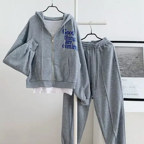 [새상품] 기모 후드집업 밴딩 조거팬츠 트레이닝세트 겨울투피스셋업 꾸안꾸