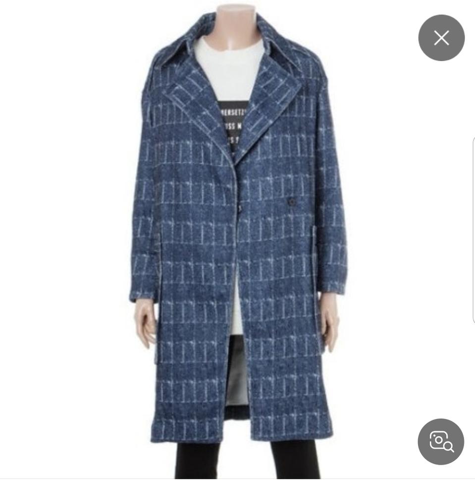 쥬시쥬디 JUICYJUDY 체크패턴 블루 롱 자켓 사이즈 85