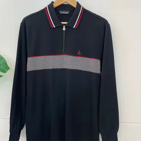 빈폴골프 검정색 스트라이프 긴팔 카라티 95