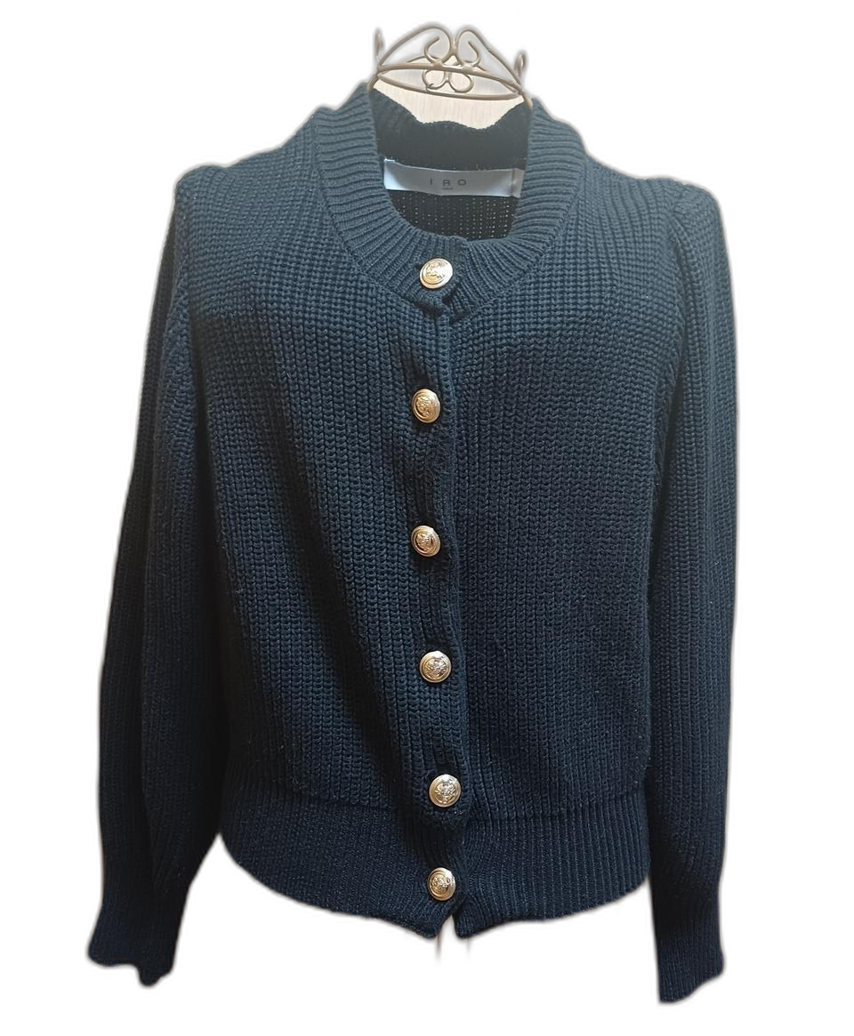 이로 IRO 금장 버튼 니트 가디건 블랙 38
