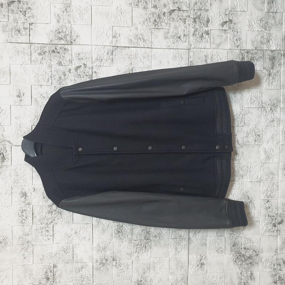 올세인츠 가죽배색 울 블루좀 점퍼