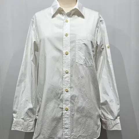 마가렛 호웰 화이트 롤업 긴팔 셔츠