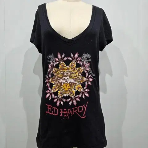 에드하디 블랙 호랑이 프린팅 반팔 티셔츠