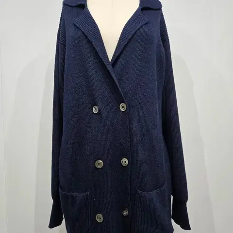 배리 네이비 더블버튼 니트 가디건 barrie
