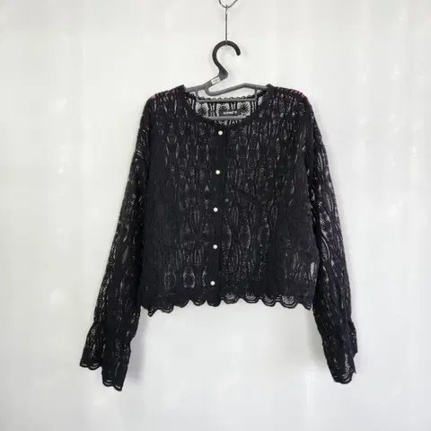 0430 핫핑 블랙 레이스 시스루 블라우스 3사이즈