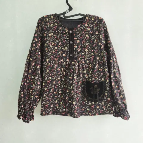 0411 달란트 빈티지 플라워 프린트 블라우스 프리사이즈