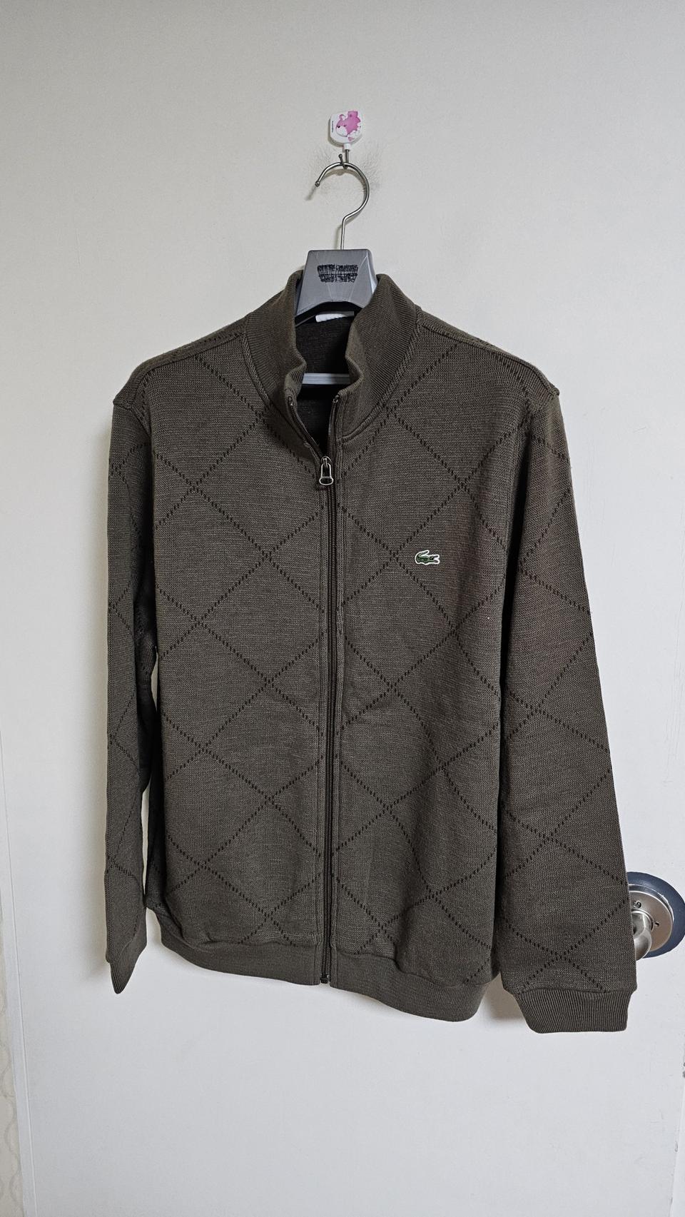 라코스테 모혼방 기모 체크 가디건@1127