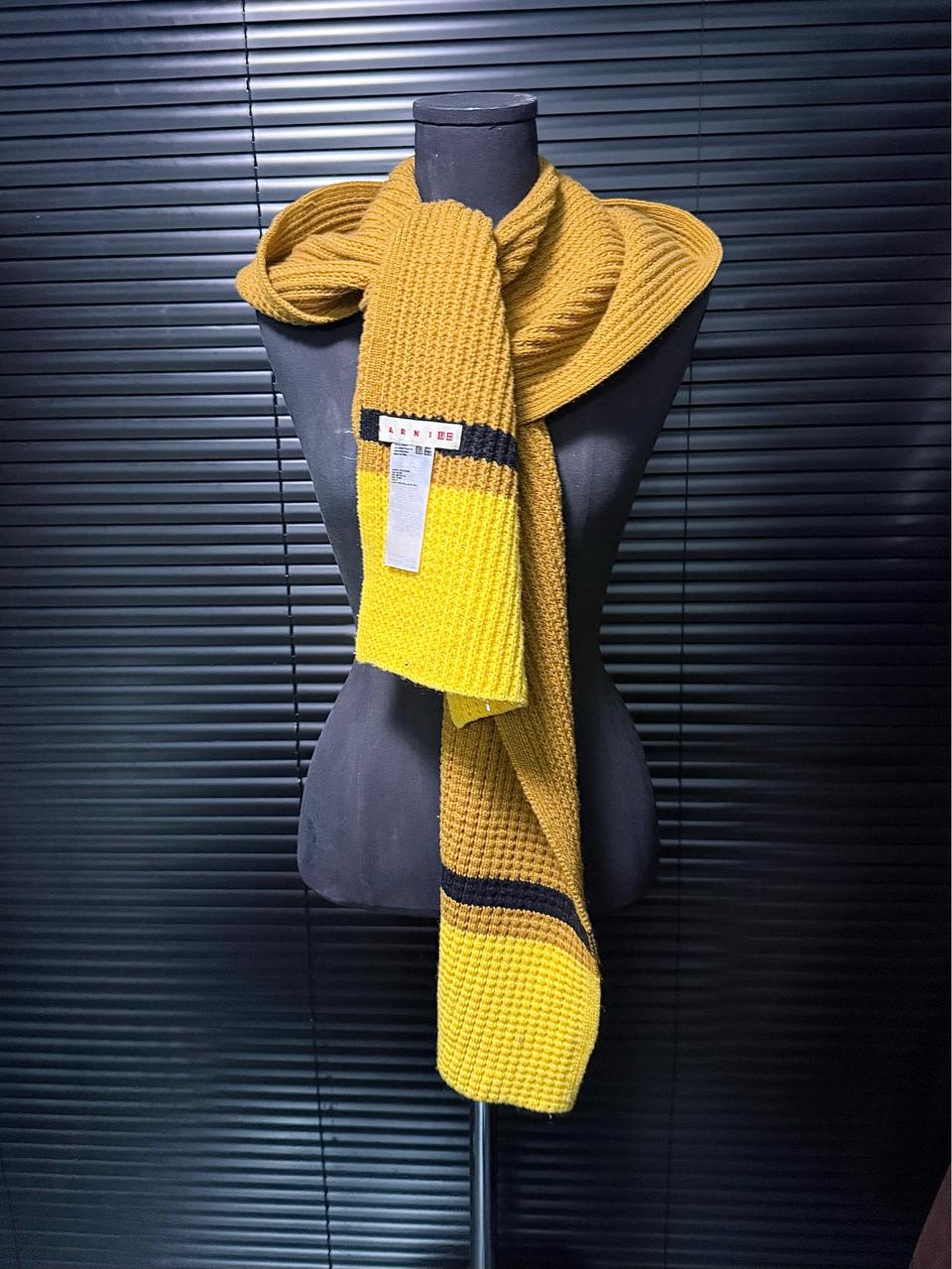 유니클로 마르니 팝콘 니트 스웨터 후드 스카프 머플러 목도리 옐로우 노랑
