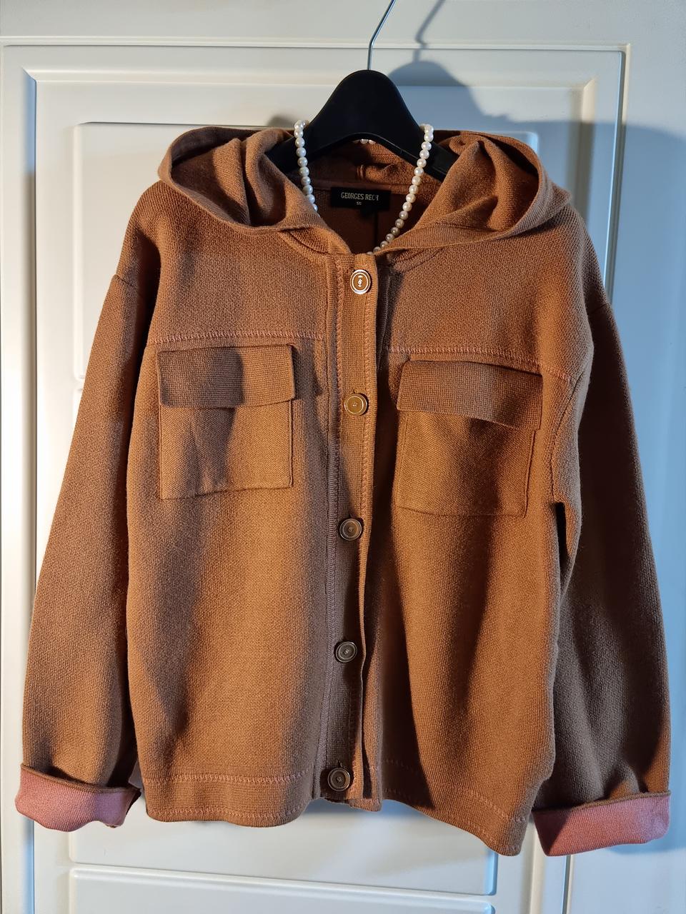 조르쥬레쉬 카멜 후드 니트 자켓 가디건