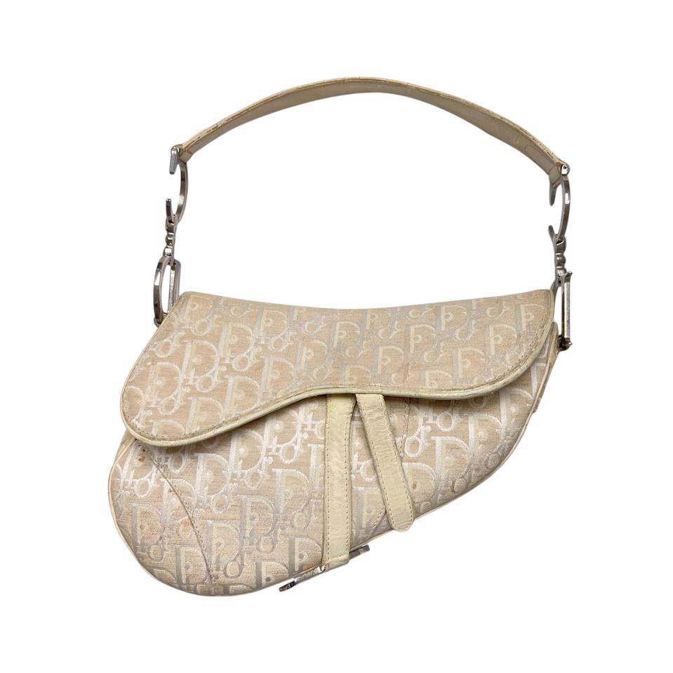 디올 오블리크 새들백 베이지 화이트 실버