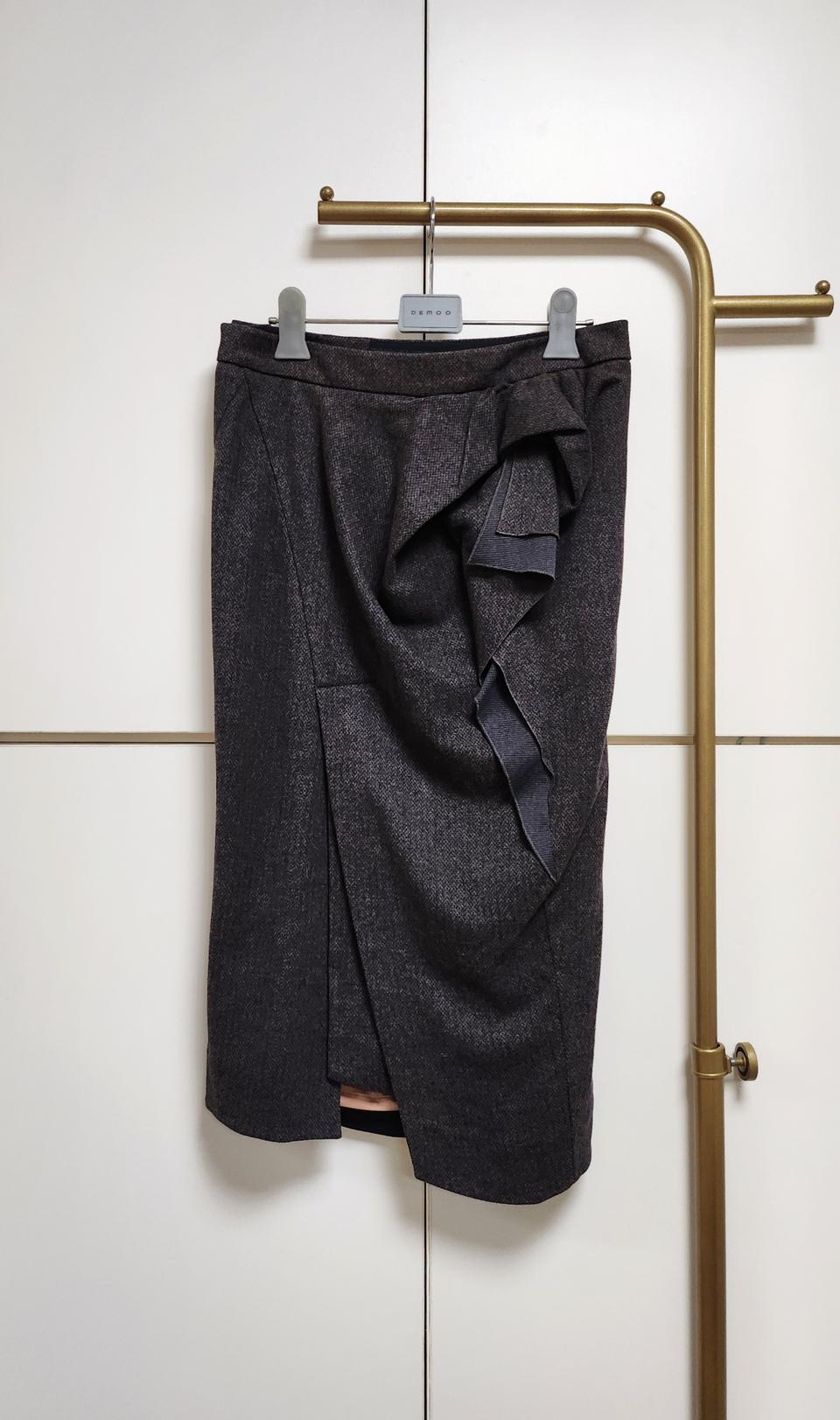 미착용 봄빅스엠무어 셔링 모직 스커트66/챠콜