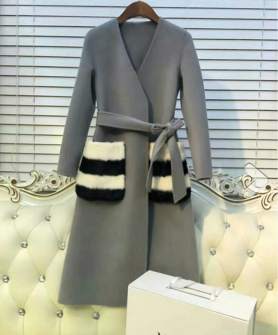 수입 울 캐시 밍크포켓 코트