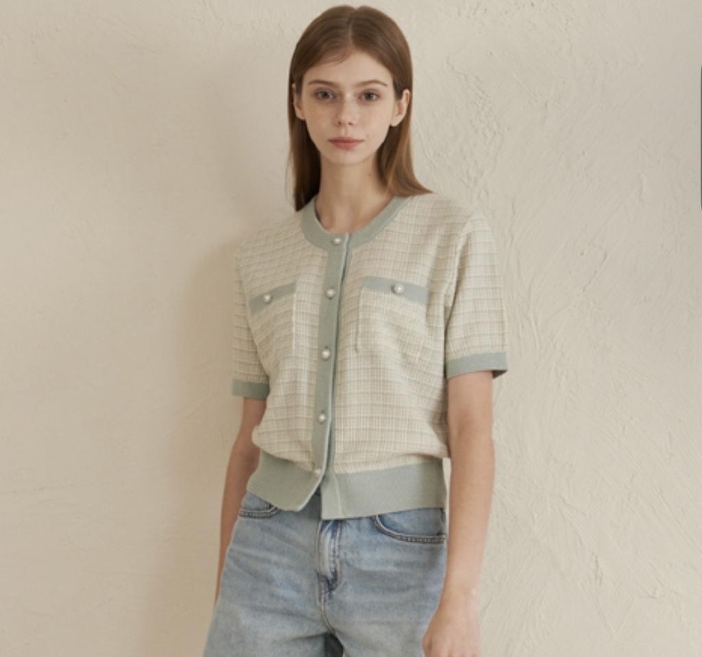 트위드 가디건 자켓 민트