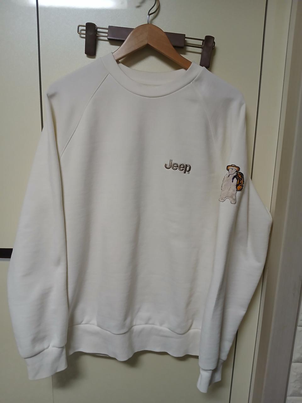 흰색 지프 곰돌이 맨투맨 티셔츠105