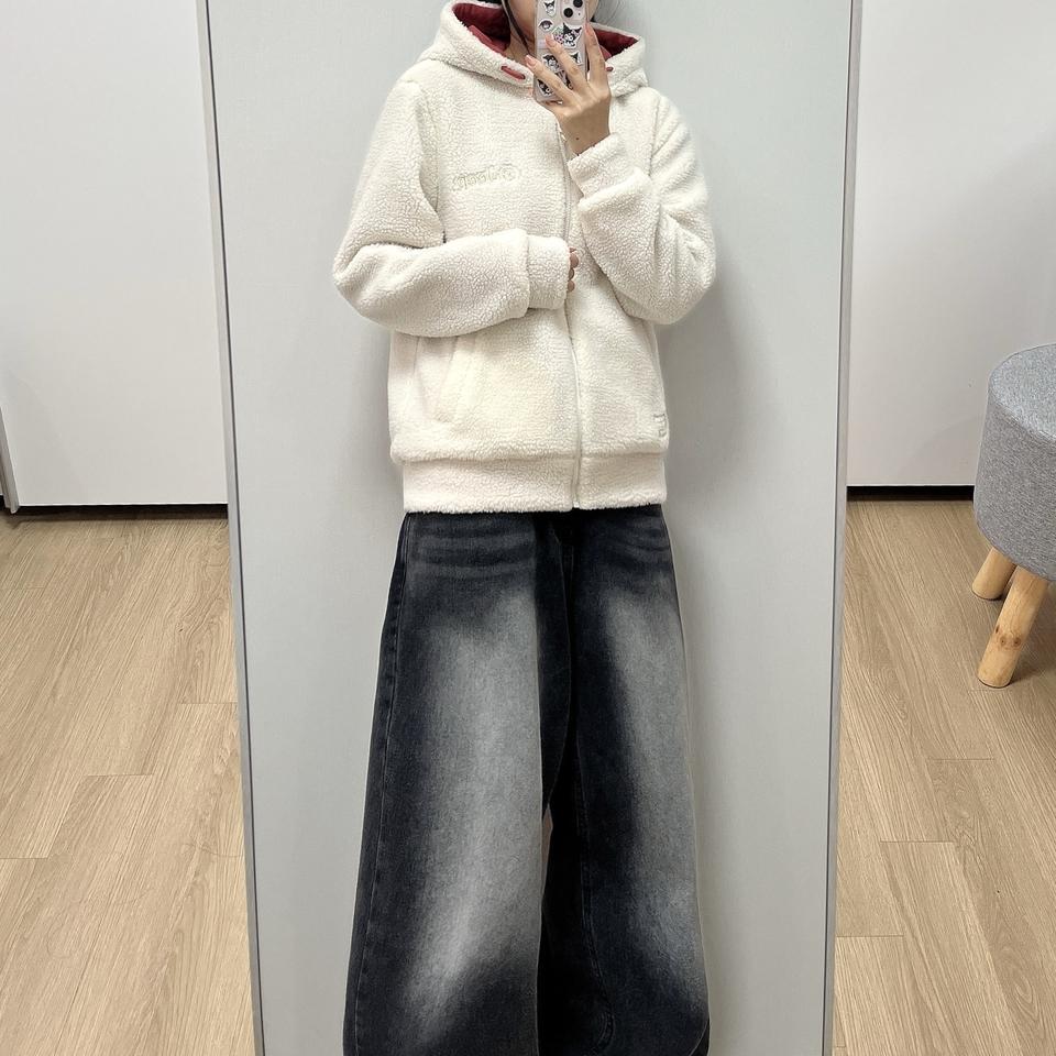 지프 리버시블 핑크 양털 뽀글이 양면 플리스 후드집업