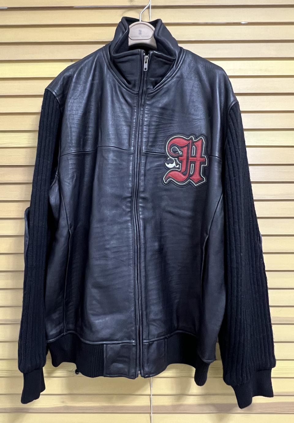 하버드 남성 블랙 바시티가죽자켓