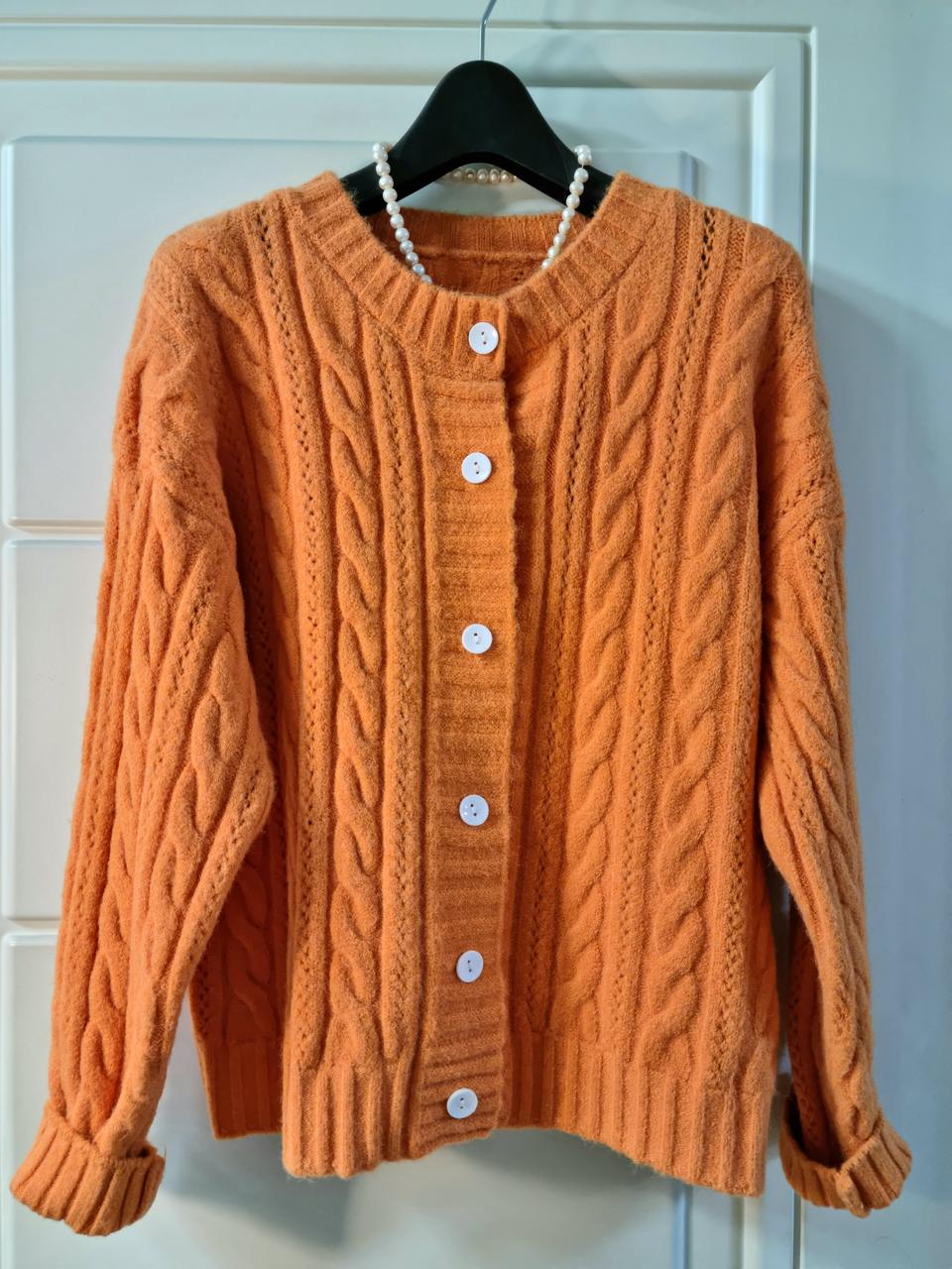 오렌지 케이블 스카시 니트 가디건