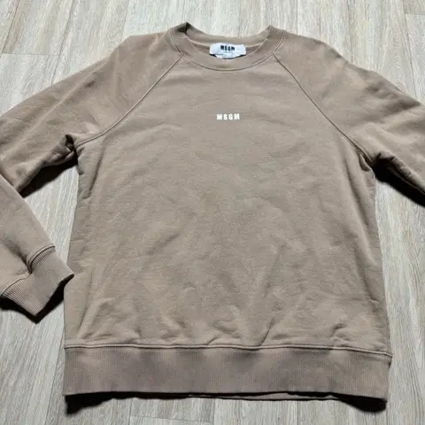 MSGM 로고 맨투맨 티셔츠 베이지