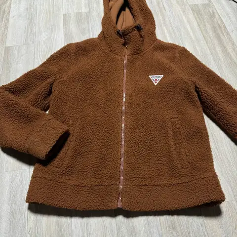 게스 브라운 뽀글이 후드 집업