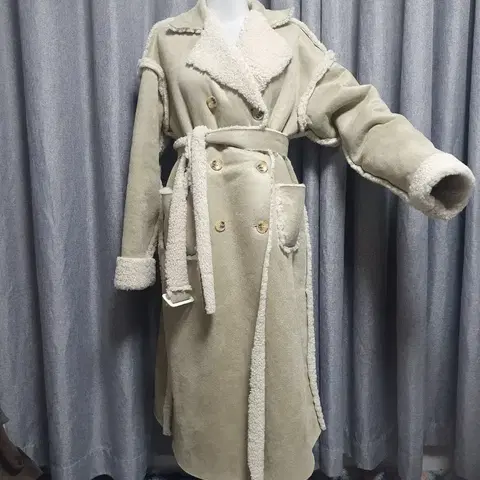 오버 고급 맥시 무스탕코트