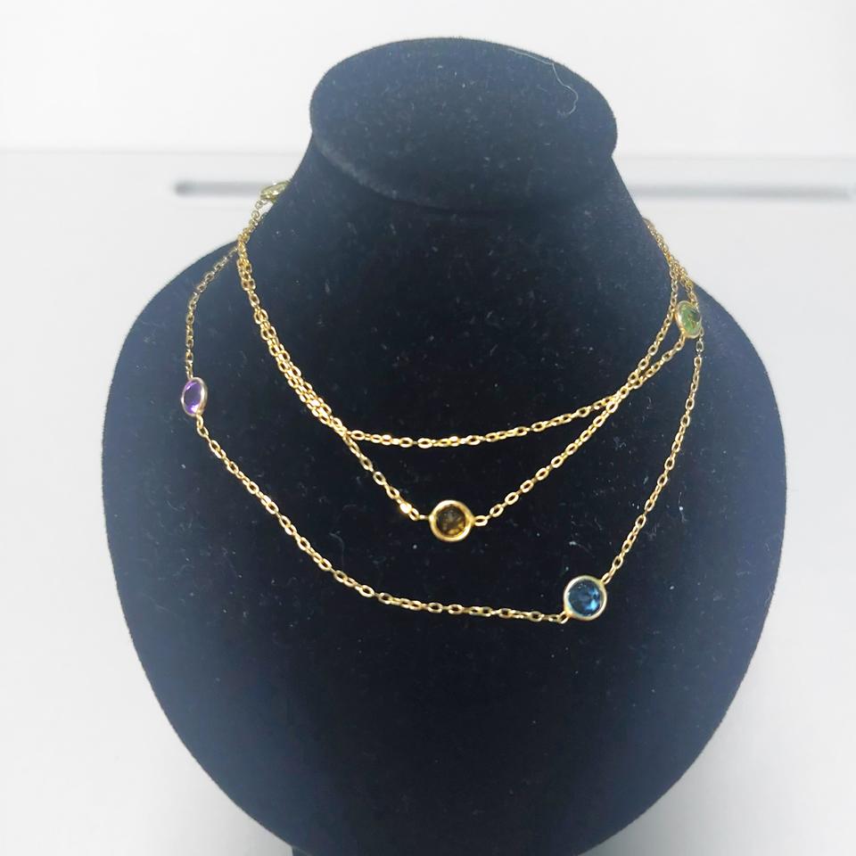 14k 골드 유니크한 레인보우 천연 보석 목걸이