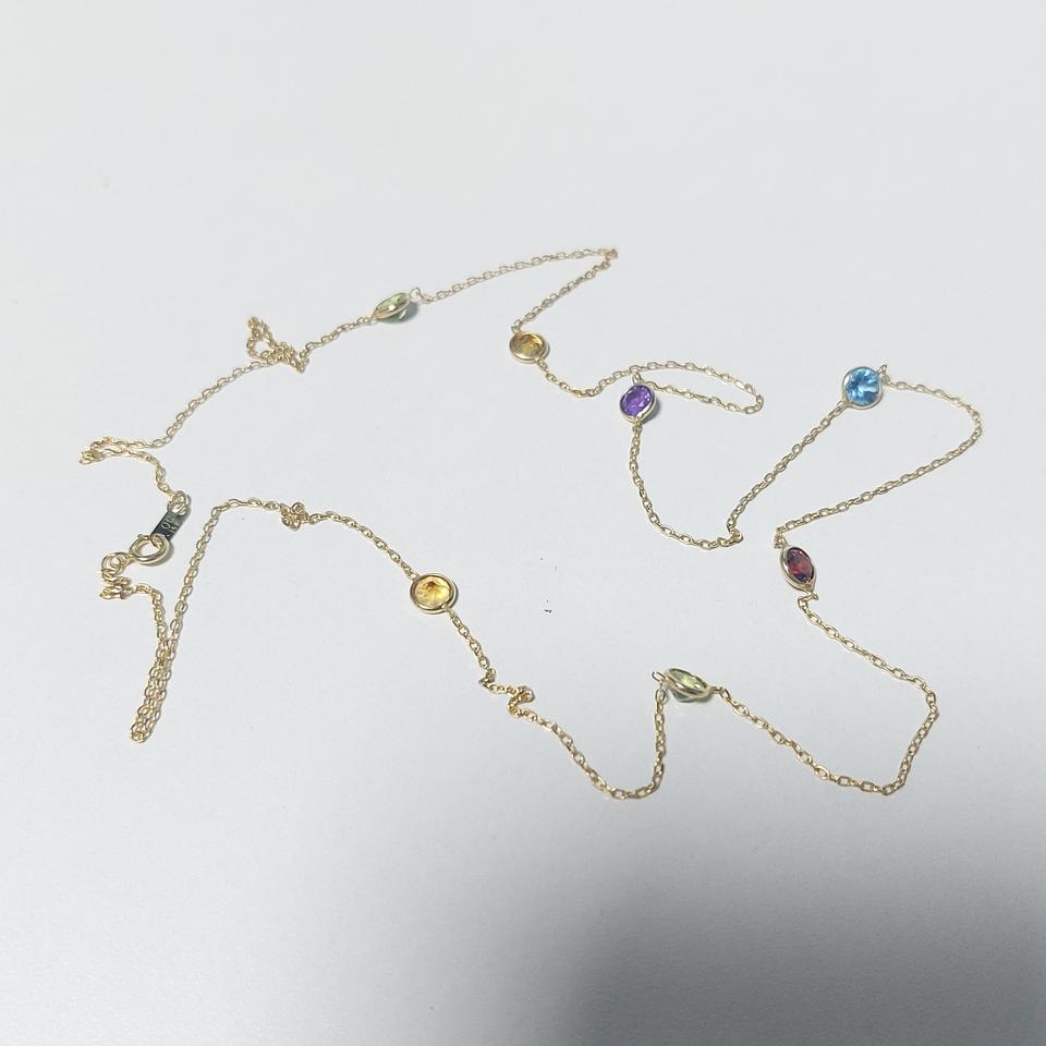 14k 골드 유니크한 레인보우 천연 보석 목걸이