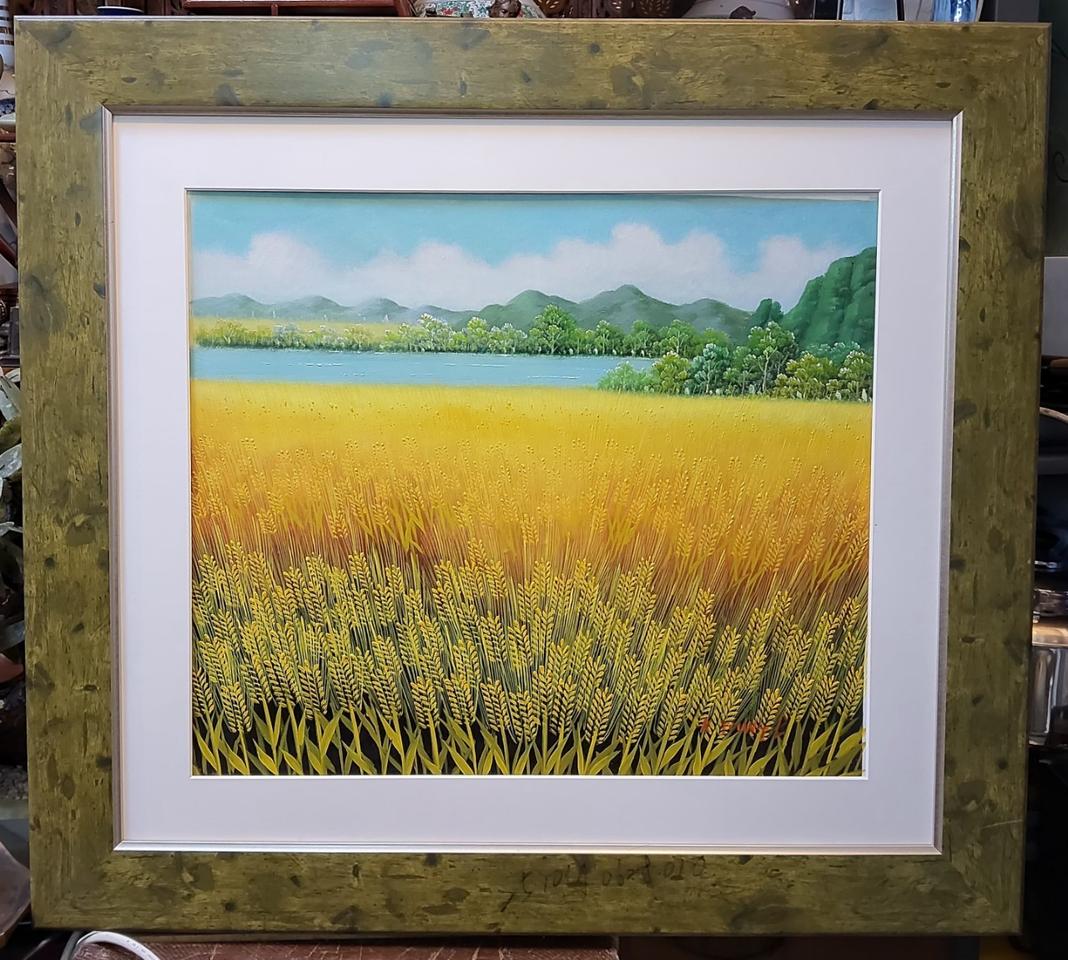 황금보리밭 유화그림