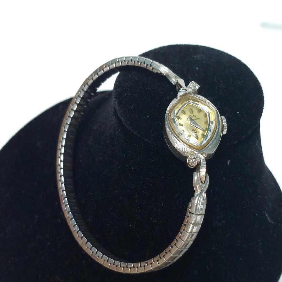 JJ빈티지 2다이아몬드& 14K W골드 팔찌형 시계