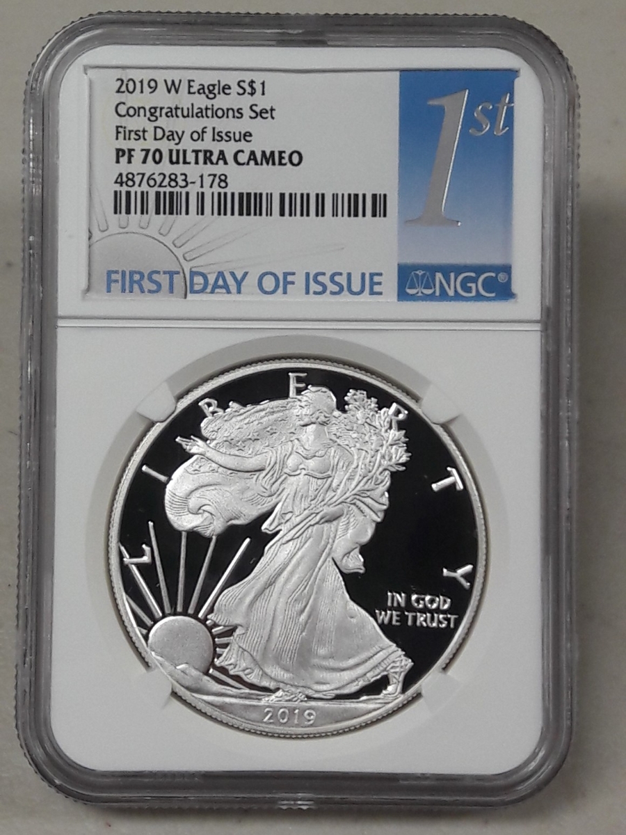 2019년 W 미국 실버이글 초판인증 1oz NGC PF70 프루프 은화