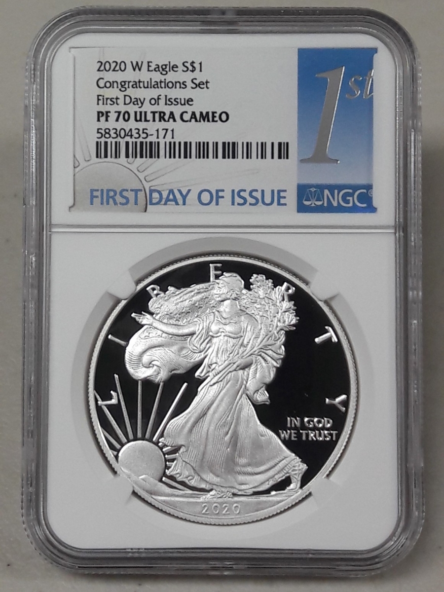 2020년 W 미국 실버이글 초판 1oz NGC PF70 프루프 은화