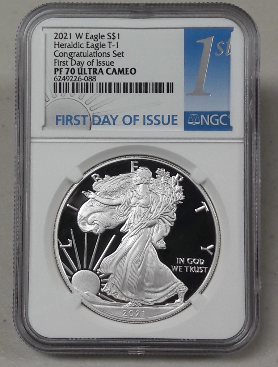 2021년 W 미국 실버 이글 T-1 초판인증 1oz NGC 프루프 은화