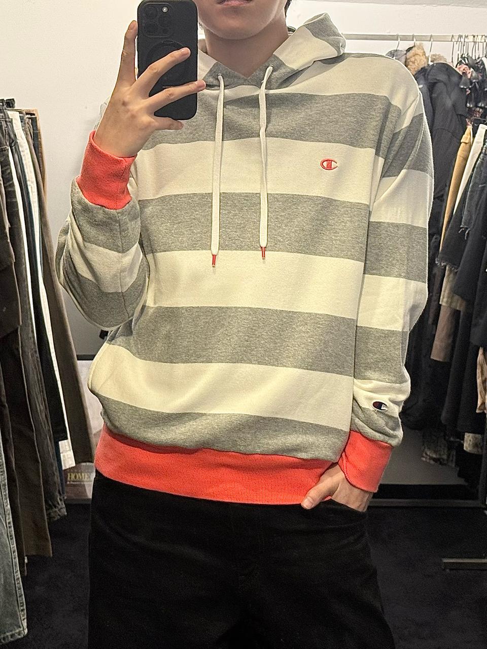 챔피온 스트라이프 스웻 후드 후디 핫 핑크 M 95 스투시 슈프림 디네댓