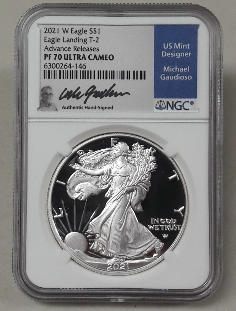 2021년W 미국 실버이글 T-2 US민트 디자이너 싸인라벨 NGC 은화
