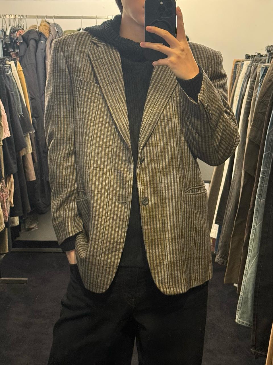 닥스 울 체크 캐시미어 자켓 브라운 갈색 2버튼 블레이져 모 클래식 마이