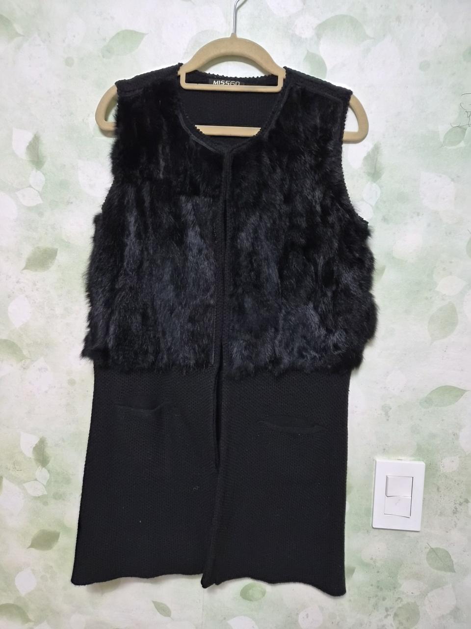 토끼털장식 롱조끼