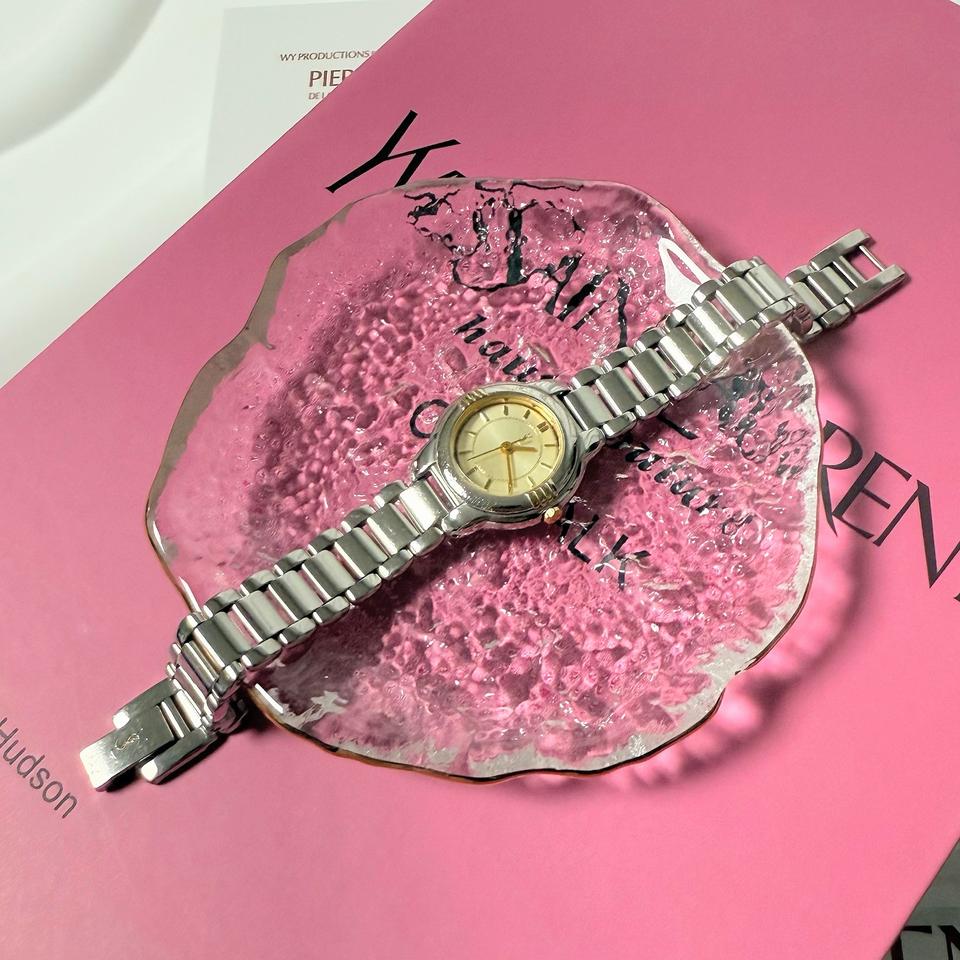 빈티지 YSL 콤비 라운드 스테인리스 스틸 시계