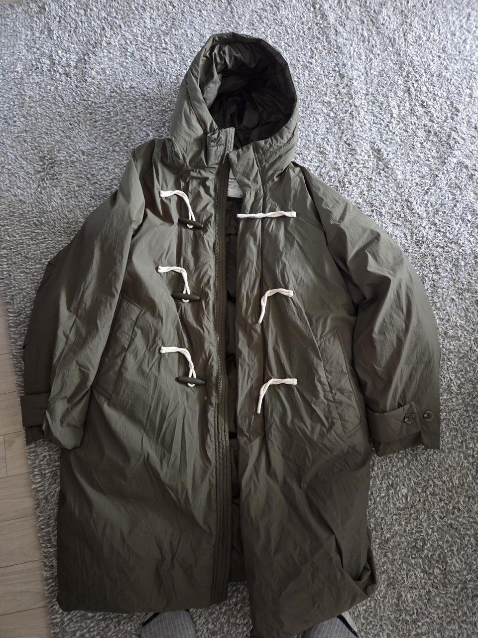 코드그라피 정품 더플 후드 카키 롱 패딩 100사이즈